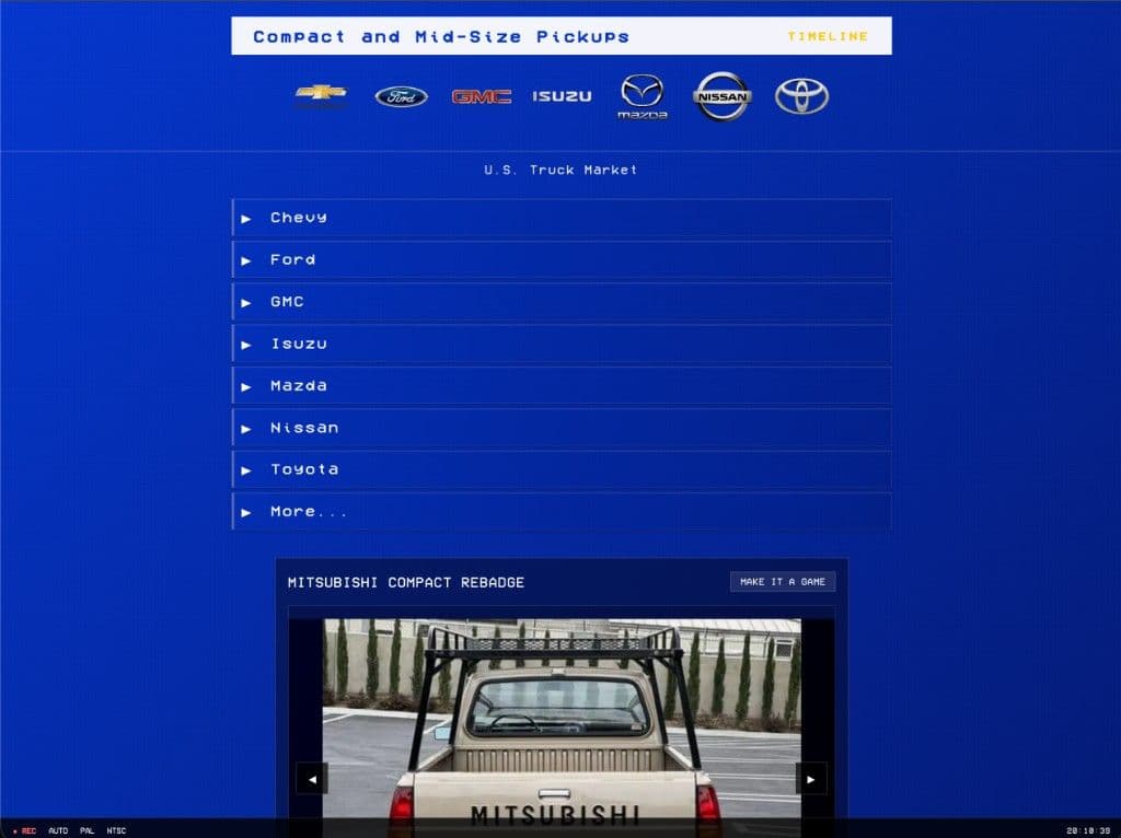 Compact Pickup manufacturer menu