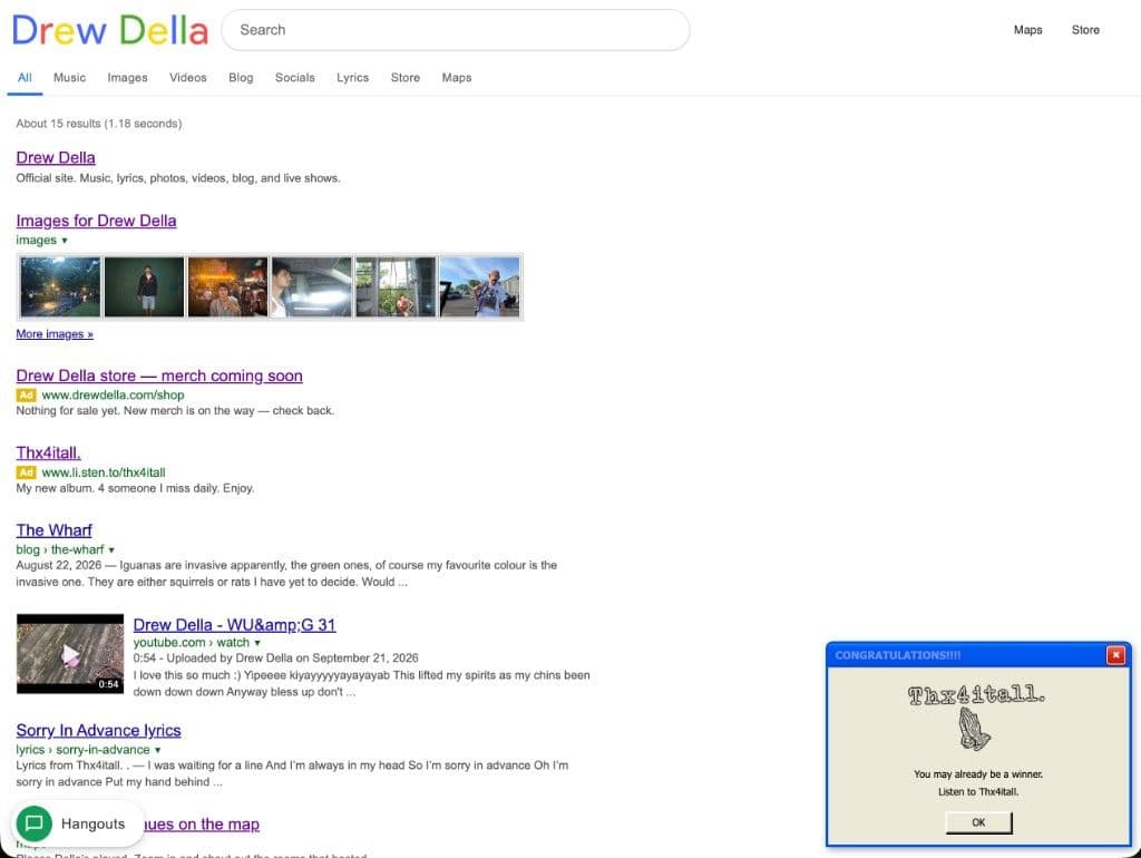 Drew Della search results page